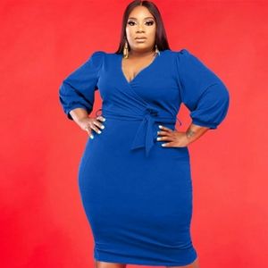 NWOT Blue Lantern Sleeve Wrap Dress Plus XL